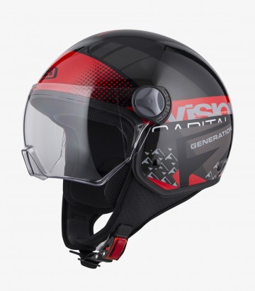 NZI Capital Vision Plus Black & Red Open Face Helmet