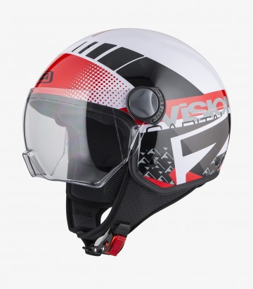 NZI Capital Vision Plus White & Red Open Face Helmet
