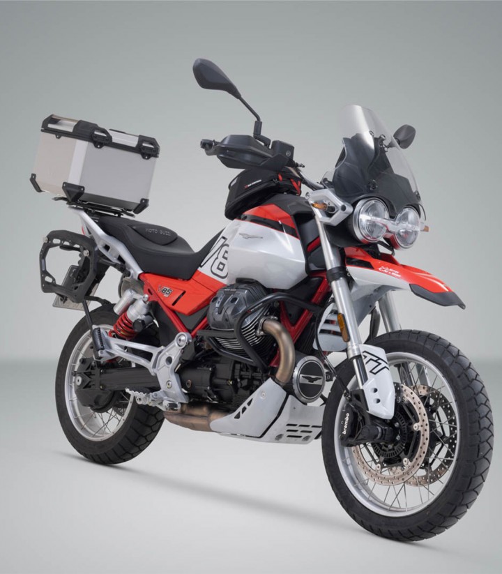 Topcase mit Träger TRAX ADV Silber 38 L Moto Guzzi V85 TT (24) SW-MOTECH GPT.17.632.70000/S