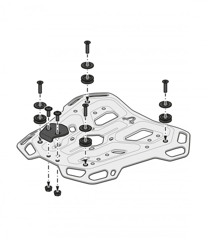 Topcase mit Träger TRAX ADV Silber 38 L Moto Guzzi V85 TT (24) SW-MOTECH GPT.17.632.70000/S