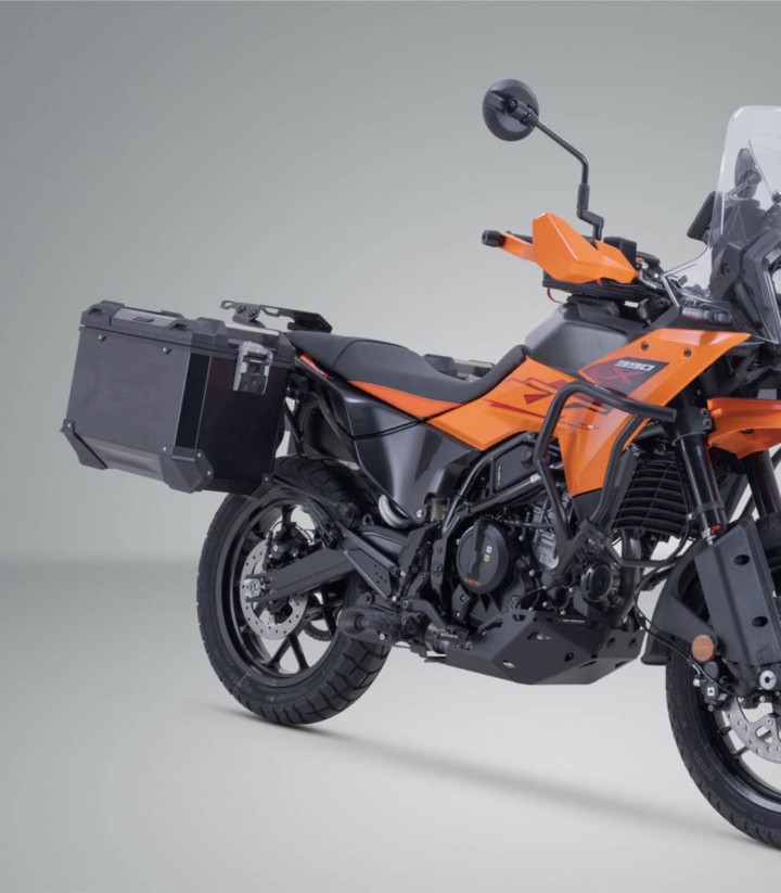 Seitenkoffer mit Träger TRAX ADV Schwarz 45 L KTM 125/390 Enduro R/SMC R, 250/390 Adventure (25) SW-MOTECH KFT.04.417.70100/B