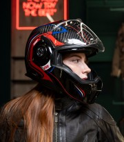 Casco Modular By City 180 Tech II Rojo Carbono
