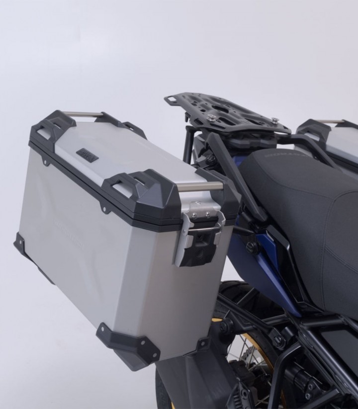 Seitenkoffer mit Träger TRAX ADV Silber 45/37 L Suzuki V-Strom 800 (22) SW-MOTECH KFT.05.845.70000/S