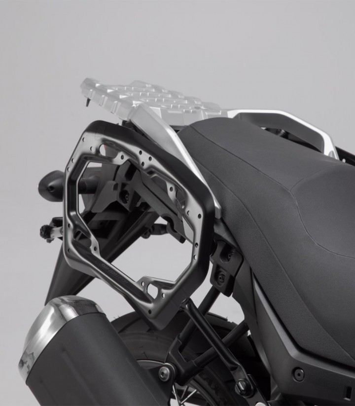 Seitenkoffer mit Träger TRAX ADV Silber 37 L Suzuki V-Strom 650 (16) SW-MOTECH KFT.05.876.70001/S