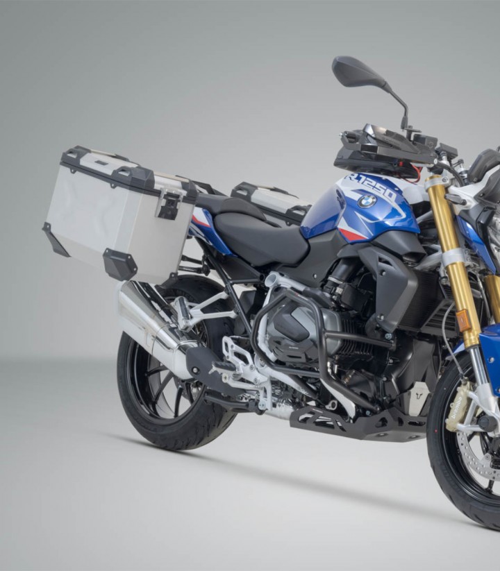Maletas Laterales con Soporte TRAX ADV Plateadas 45 L BMW R 1200 R/RS (14-18), R 1250 R (18-19), R 1250 RS (18-22) SW-MOTECH ...