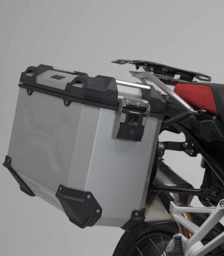 Seitenkoffer mit Träger TRAX ADV Silber 45/37 L BMW F750/800/850GS (17-23), F850/900GS Adventure (18-23) SW-MOTECH KFT.07.897.70