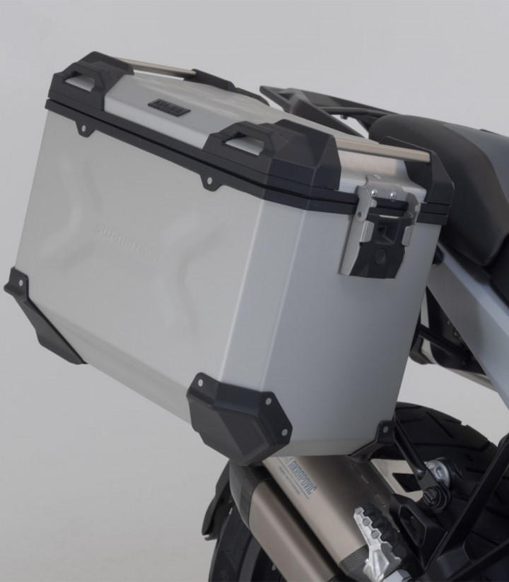 Seitenkoffer mit Träger TRAX ADV Silber 37 L BMW R 1300 GS (23-24), R 1300 GS Option 719 Biscaya (25) SW-MOTECH KFT.07.975.70001