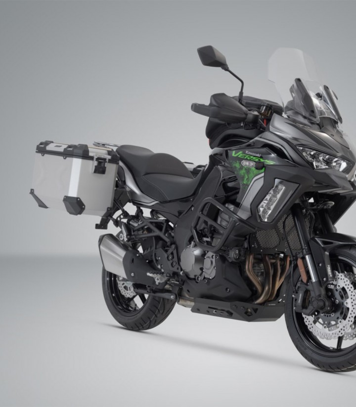 Maletas Laterales con Soporte TRAX ADV Plateadas 45 L Kawasaki Versys 1000 (18), Versys 1100 (24) SW-MOTECH KFT.08.922.70101/...