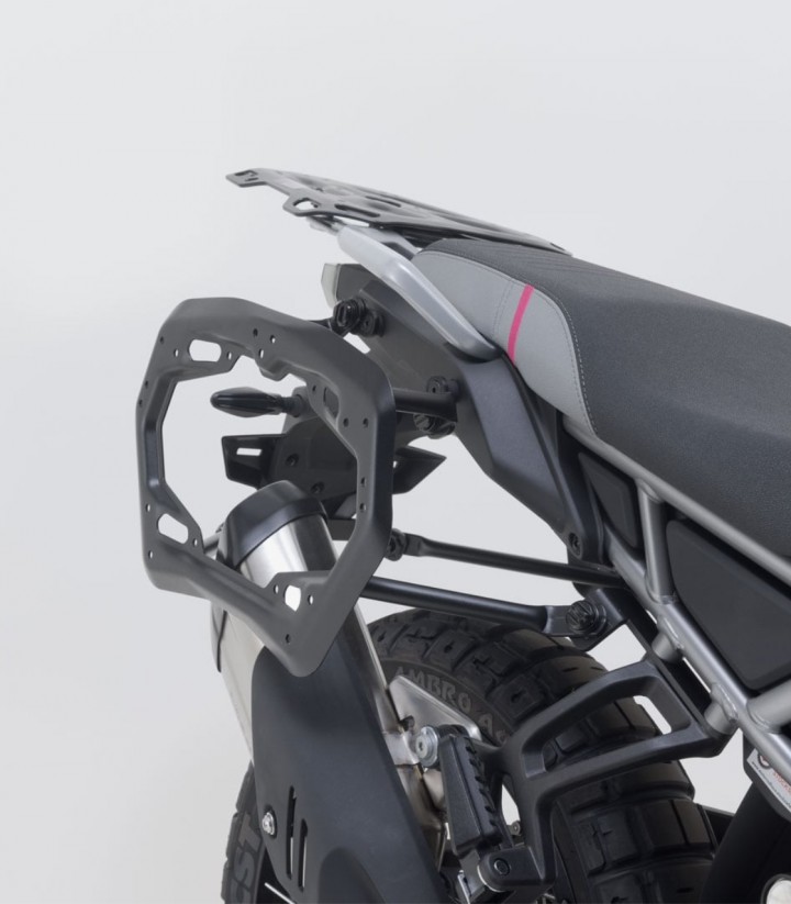 Seitenkoffer mit Träger TRAX ADV Silber 45/37 L CFMOTO 450MT (23) SW-MOTECH KFT.10.625.70000/S