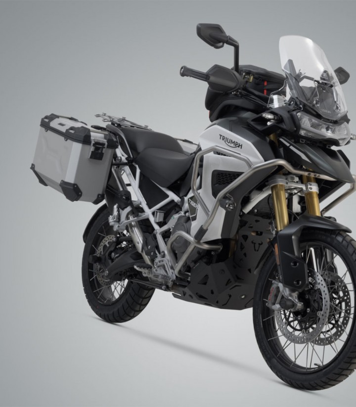 Maletas Laterales con Soporte TRAX ADV Plateadas 45/37 L Triumph Tiger 1200 GT/Rally Explorer (22) SW-MOTECH KFT.11.905.70102...