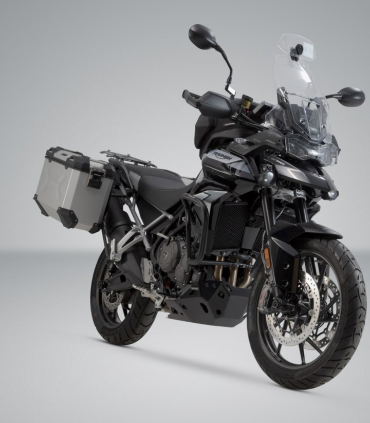 Seitenkoffer mit Träger TRAX ADV Silber 45/37 L Triumph Tiger 900 (19-23) SW-MOTECH KFT.11.953.70002/S