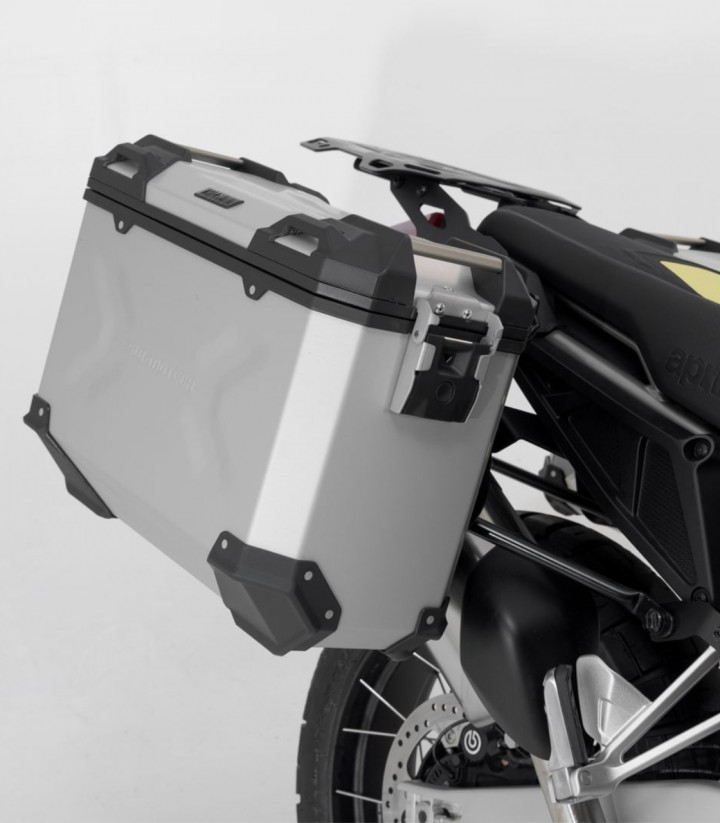 Maletas Laterales con Soporte TRAX ADV Plateadas 45/37 L Aprilia Tuareg 660 (21-24) SW-MOTECH KFT.13.849.70000/S KFT.13.849.7...