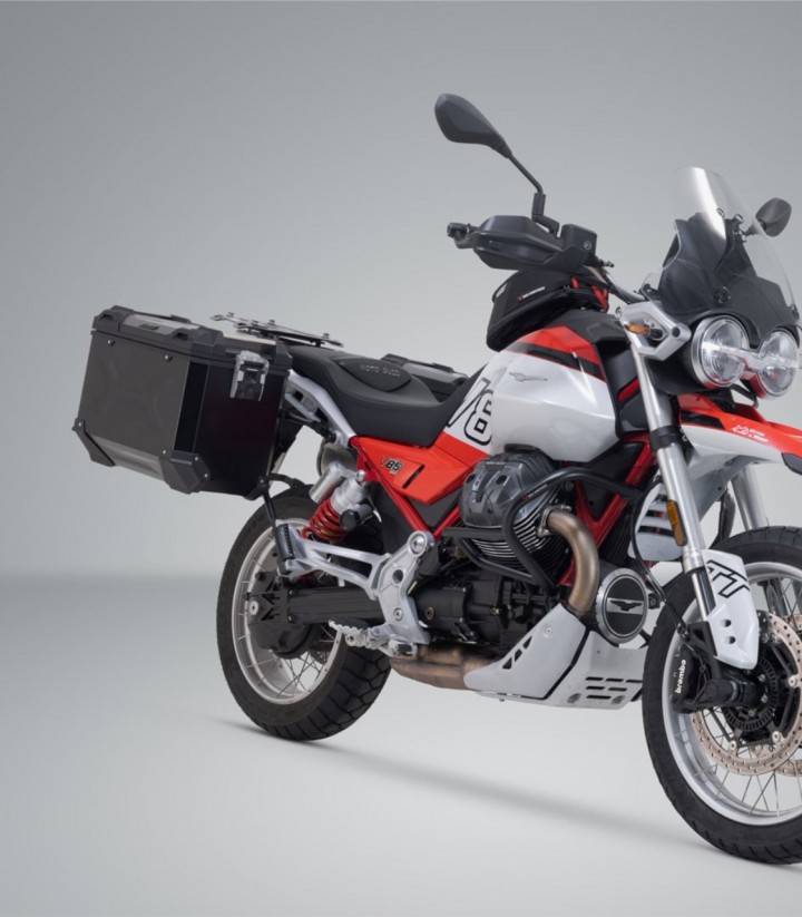 Maletas Laterales con Soporte TRAX ADV Negras 37/45 L Moto Guzzi V85 Strada/TT (24) SW-MOTECH KFT.17.632.70000/B KFT.17.632.7...
