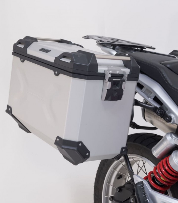 Maletas Laterales con Soporte TRAX ADV Plateadas 37/45 L Moto Guzzi V85 Strada/TT (24) SW-MOTECH KFT.17.632.70000/S KFT.17.63...