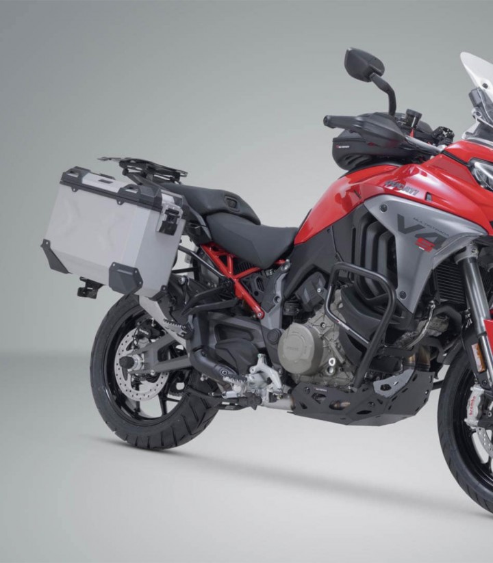 Seitenkoffer mit Träger TRAX ADV Silber 37 L Ducati Multistrada V4 (20-24) SW-MOTECH KFT.22.822.70002/S