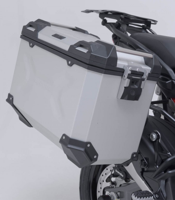 Seitenkoffer mit Träger TRAX ADV Silber 45 L Ducati Multistrada V4 (20-24) SW-MOTECH KFT.22.822.70102/S