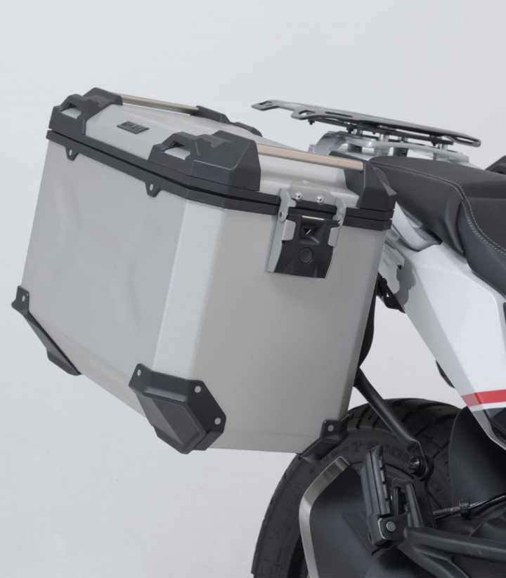 Seitenkoffer mit Träger TRAX ADV Silber 45 L Moto Morini X-Cape 650 (21) SW-MOTECH KFT.23.017.70100/S