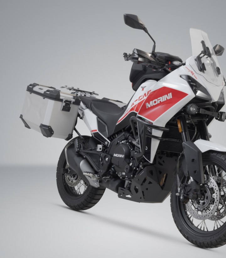 Seitenkoffer mit Träger TRAX ADV Silber 45 L Moto Morini X-Cape 650 (21) SW-MOTECH KFT.23.017.70100/S