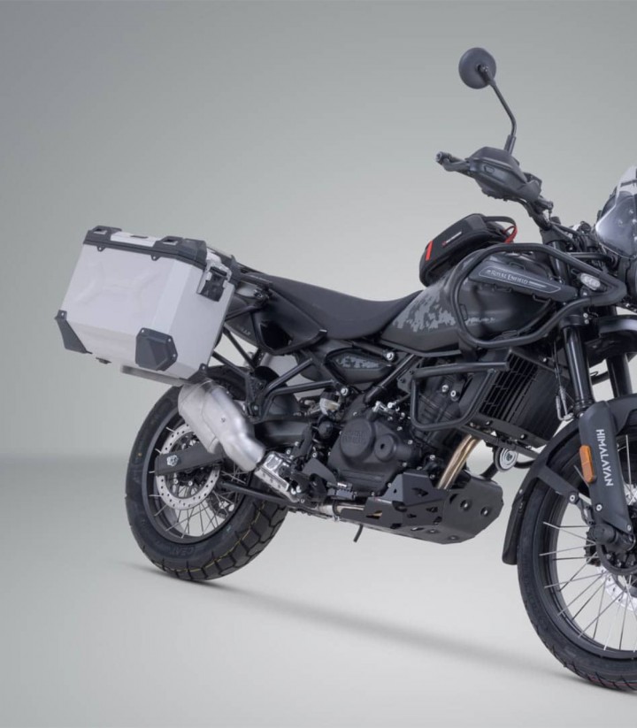 Seitenkoffer mit Träger TRAX ADV Silber 37 L Royal Enfield Himalayan 450 Rally (25) SW-MOTECH KFT.41.620.70200/S