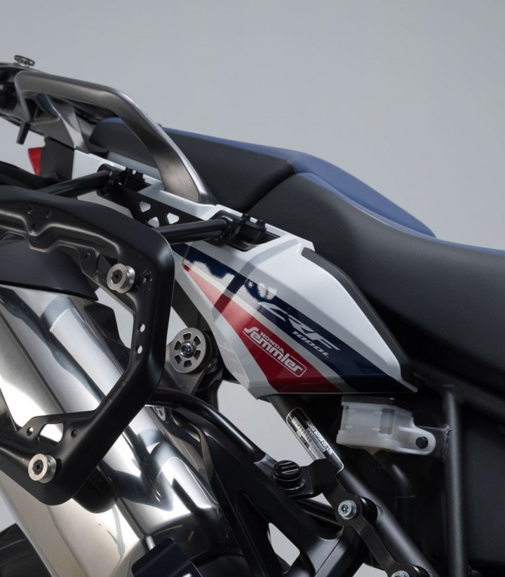 Pack Maletas Laterales + Baúl 38 L TRAX ADV en Plateado + Soportes Honda CRF1000L Africa Twin (15-17) SW-MOTECH ADV.01.622.75001