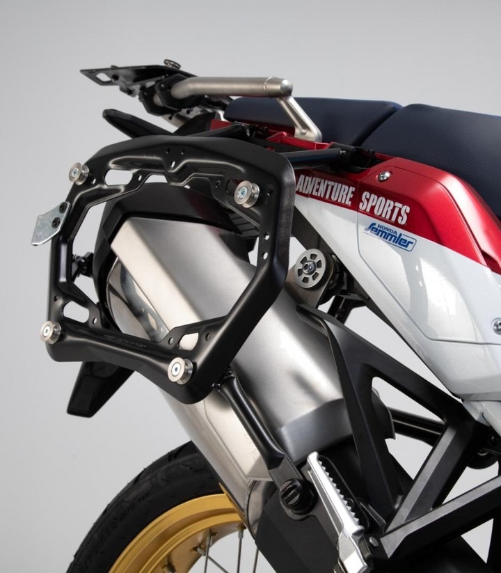 Pack Maletas Laterales + Baúl 38 L TRAX ADV en Negro + Soportes Honda CRF1000L Africa Twin Adventure Sports (18-19) SW-MOTECH AD