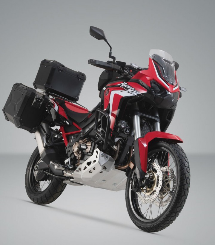 Pack Maletas Laterales + Baúl 38 L TRAX ADV en Negro + Soportes Honda CRF1100L Africa Twin (19-21) SW-MOTECH ADV.01.950.75002/B