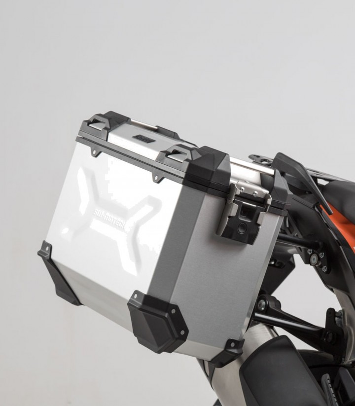 Pack Maletas Laterales + Baúl 38 L TRAX ADV en Plateado + Soportes KTM 1050/1090/1190 Adventure (13-21), 1290 Super Adventure/R/