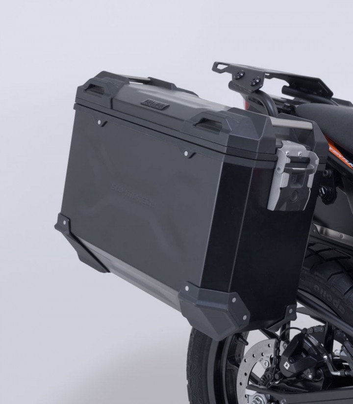 Set Seitenkoffer + Topcase 38 L TRAX ADV in Schwarz + Träger KTM 125/390 Enduro R/SMC R, 250/390 Adventure (25) SW-MOTECH ADV.04