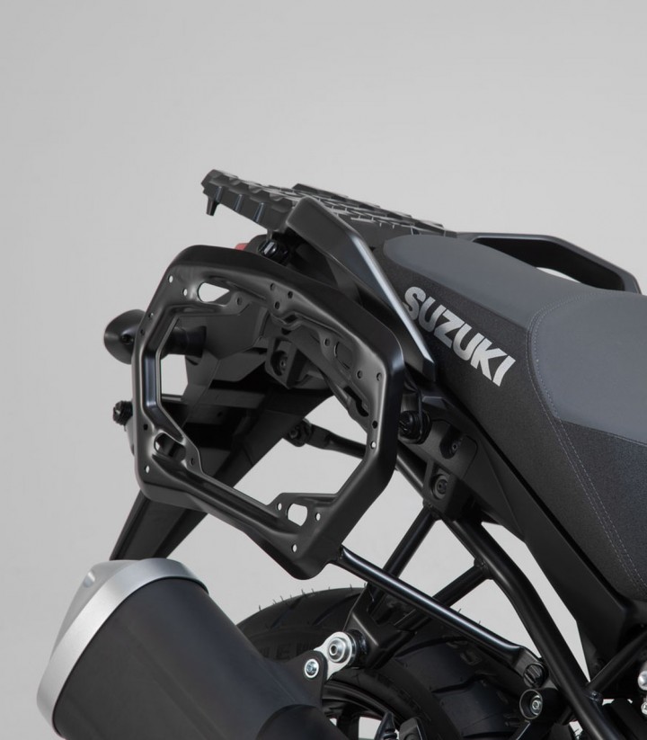 Set Seitenkoffer + Topcase 38 L TRAX ADV in Schwarz + Träger Suzuki V-Strom 1000 (14-19) SW-MOTECH ADV.05.440.75001/B