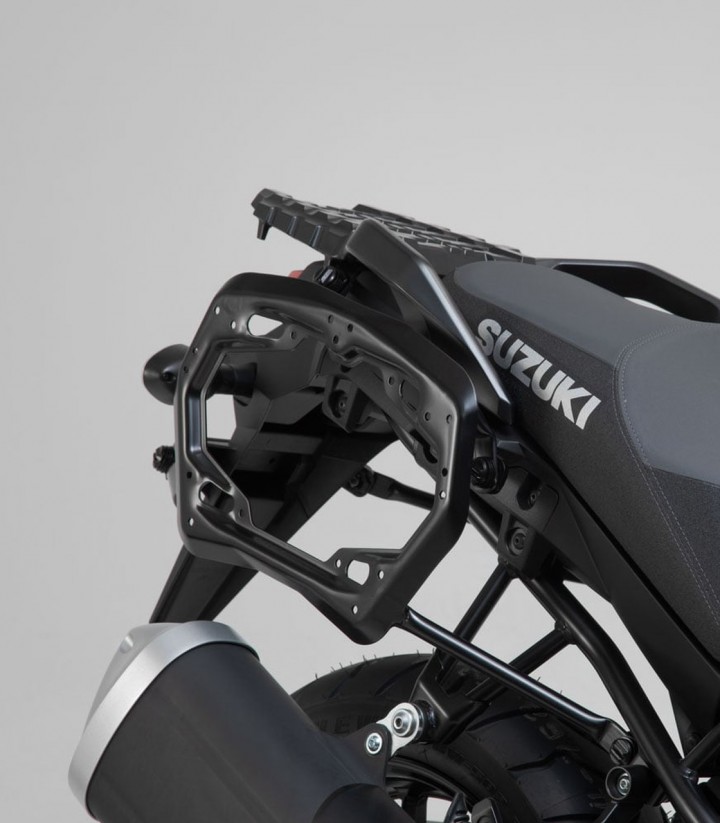 Pack Maletas Laterales + Baúl 38 L TRAX ADV en Plateado + Soportes Suzuki V-Strom 1000 (14-19) SW-MOTECH ADV.05.440.75001/S