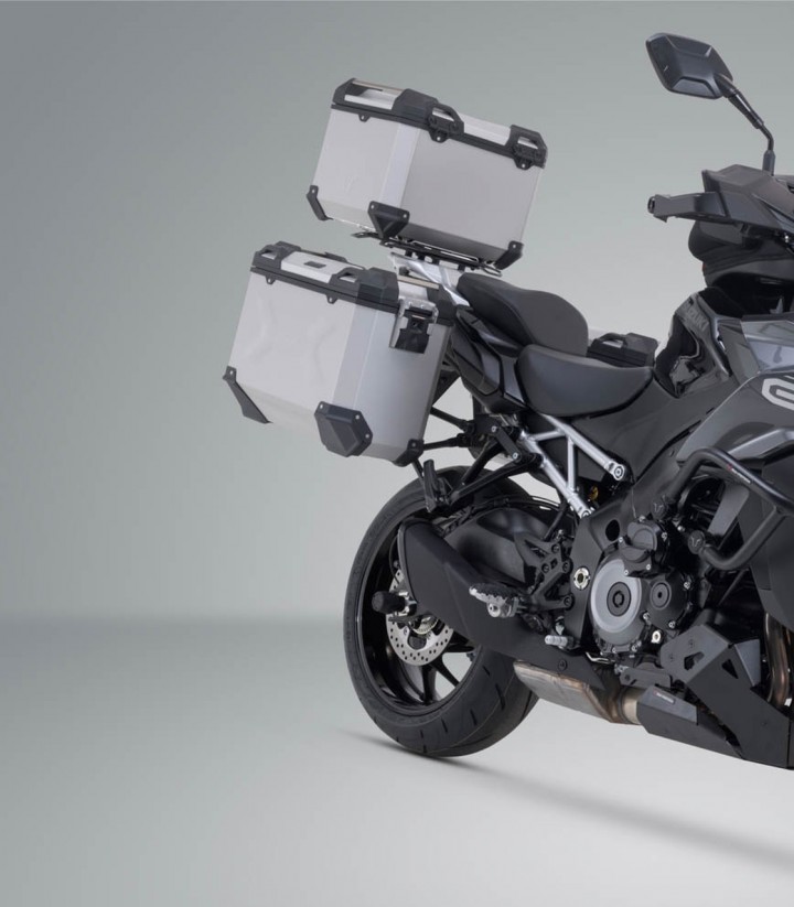 Set Seitenkoffer + Topcase 38 L TRAX ADV in Silber + Träger Suzuki GSX-S1000GX (23) SW-MOTECH ADV.05.601.75000/S