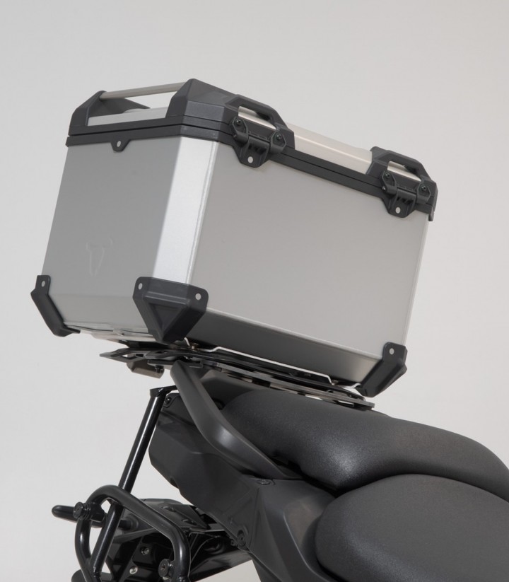 Pack Maletas Laterales + Baúl 38 L TRAX ADV en Plateado + Soportes Yamaha Tracer 9 (20-24) SW-MOTECH ADV.06.921.75000/S