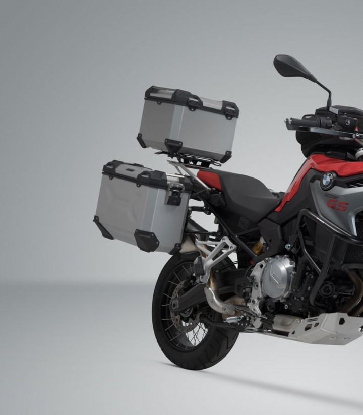 Pack Maletas Laterales + Baúl 38 L TRAX ADV en Plateado + Soportes BMW F 750/800/850 GS (17-23) SW-MOTECH ADV.07.897.75000/S