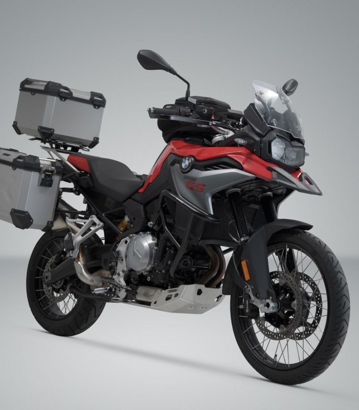 Pack Maletas Laterales + Baúl 38 L TRAX ADV en Plateado + Soportes BMW F 750/800/850 GS (17-23) SW-MOTECH ADV.07.897.75100/S