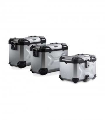 Pack Maletas Laterales + Baúl 38 L TRAX ADV en Plateado + Soportes BMW R 1300 GS (23-24), R 1300 GS Option 719 Biscaya (25) SW-M