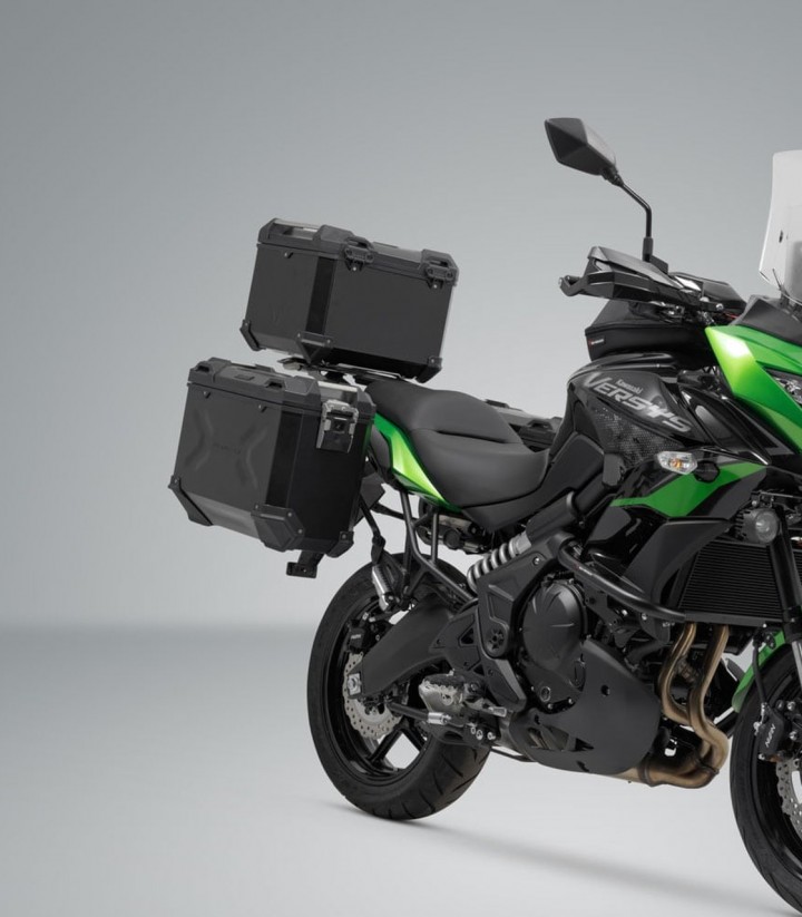 Pack Maletas Laterales + Baúl 38 L TRAX ADV en Negro + Soportes Kawasaki Versys 650 (14-21) SW-MOTECH ADV.08.518.75000/B