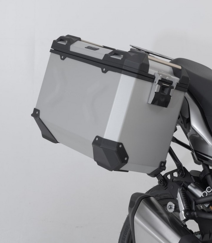 Pack Maletas Laterales + Baúl 38 L TRAX ADV en Plateado + Soportes Kawasaki Versys 1000 (18), Versys 1100 (24) SW-MOTECH ADV.08.