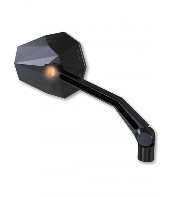 Lenkerspiegel Highsider Stealth-X2 mit LED-Blinkern in Schwarz