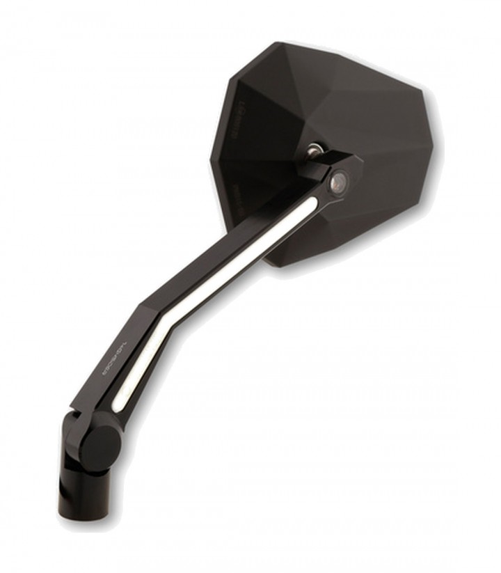 Lenkerspiegel Highsider Stealth-X4 mit LED-Blinkern und Standlicht in Schwarz