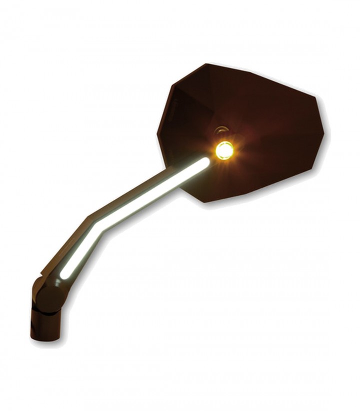 Retrovisores de Manillar Highsider Stealth-X4 con Intermitentes LED y Luz de Posición en Negro