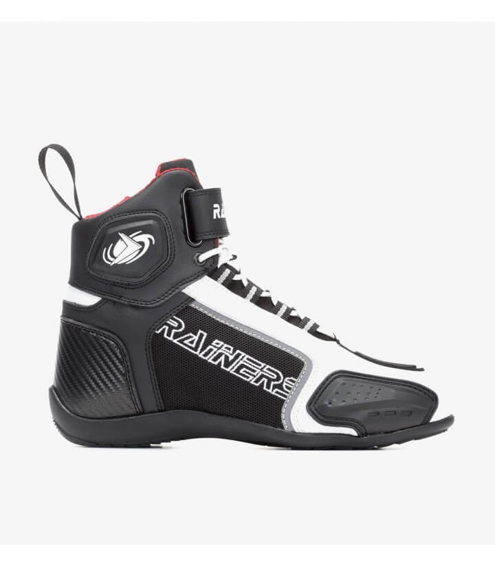 Botas de moto unisex Rainers Cooper blanco y negro COOPERN
