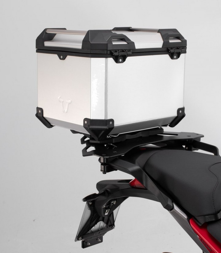 Pack Maletas Laterales + Baúl 38 L TRAX ADV en Plateado + Soportes Ducati Multistrada 1200/1260 Enduro (16-21), 950 (16-18), V2