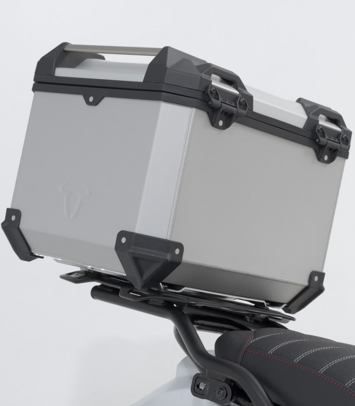 Pack Maletas Laterales + Baúl 38 L TRAX ADV en Plateado + Soportes Ducati DesertX (22-25) SW-MOTECH ADV.22.995.75000/S