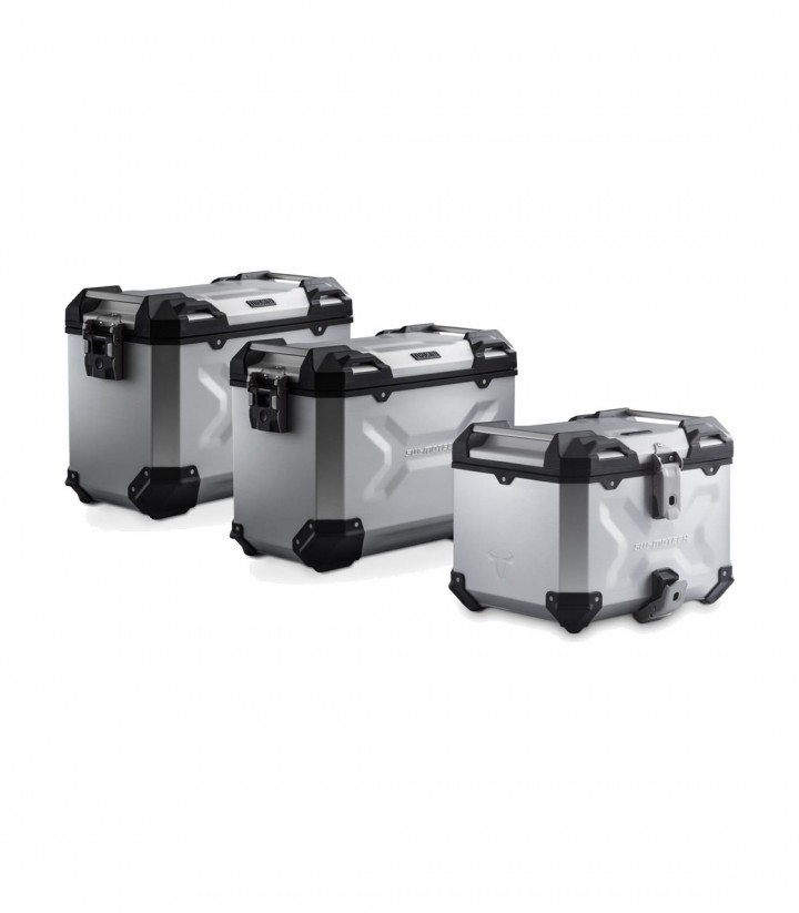 Set Seitenkoffer + Topcase 38 L TRAX ADV in Silber + Träger Royal Enfield Himalayan 450 Rally (25) SW-MOTECH ADV.41.620.75100/S