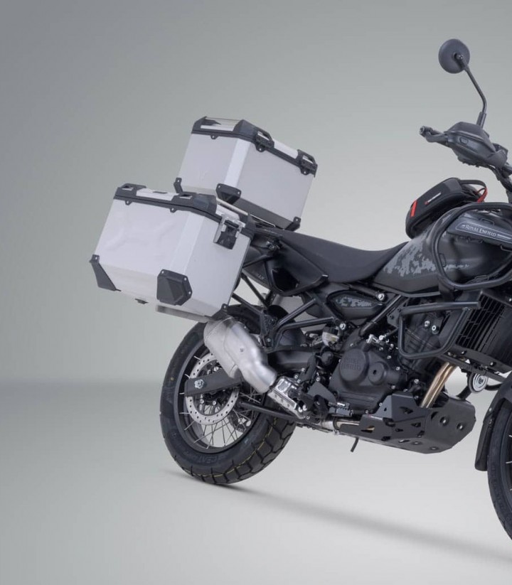 Set Seitenkoffer + Topcase 38 L TRAX ADV in Silber + Träger Royal Enfield Himalayan 450 Rally (25) SW-MOTECH ADV.41.620.75100/S