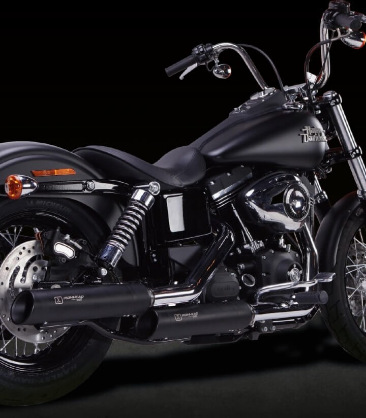 Auspuff Ironhead HC1-3B für H-D Dyna Street Bob (06-16) in der Farbe Schwarz