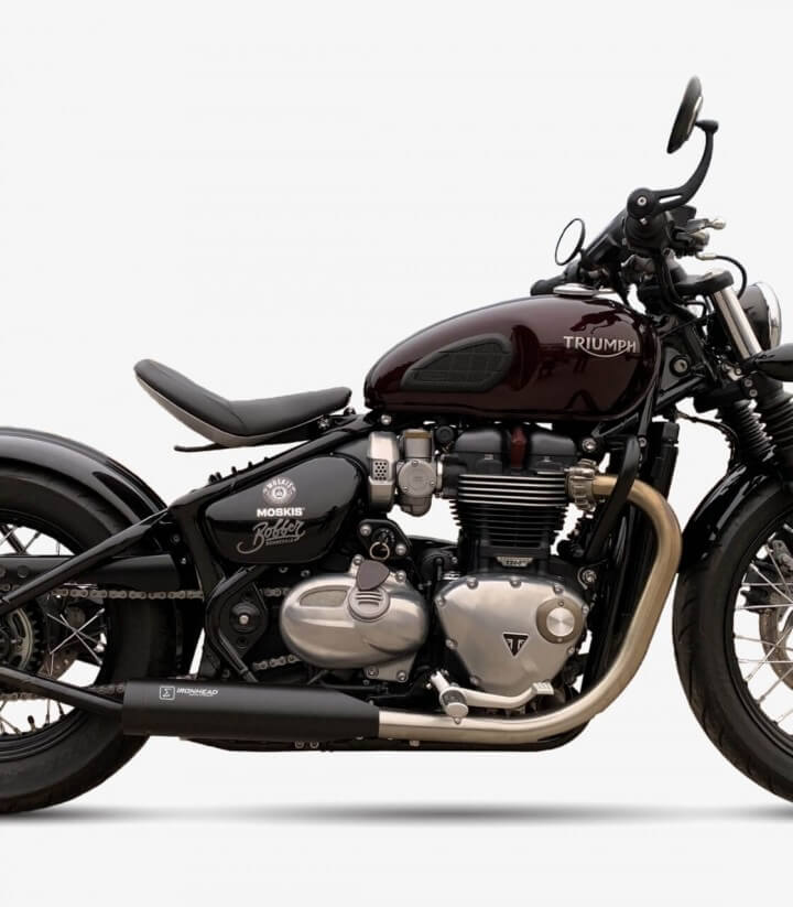 Auspuff Ironhead HC1-3SB für Triumph Bobber (17-20), Speedmaster (17-22) in der Farbe Schwarz