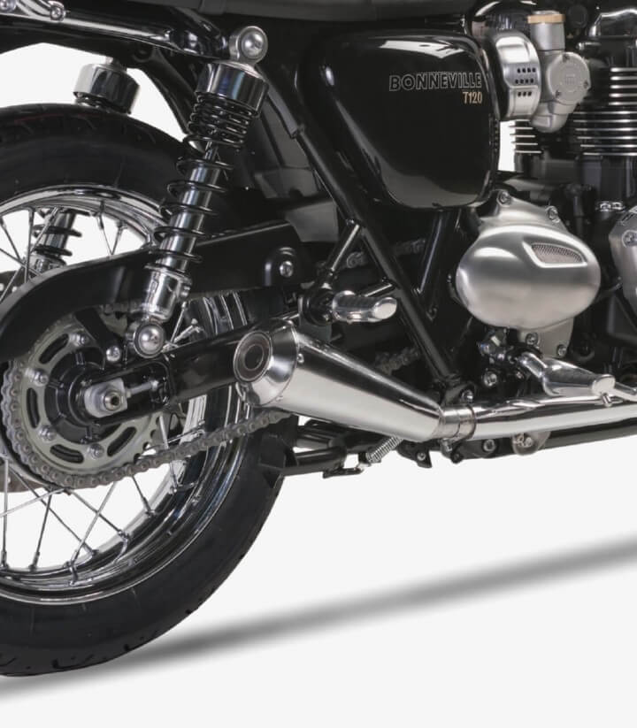 Auspuff Ironhead OVC11SS für Triumph Bonneville T120 (16), T100/Black (18-20) in der Farbe Stahl