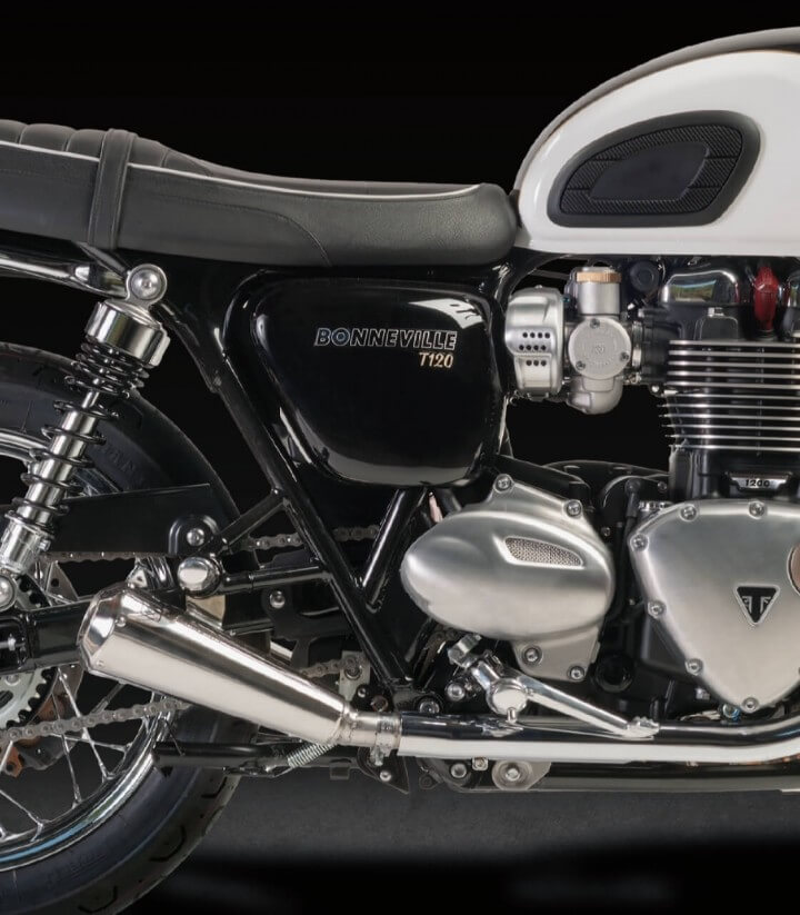 Auspuff Ironhead OVC11SS für Triumph Bonneville T120 (16), T100/Black (18-20) in der Farbe Stahl