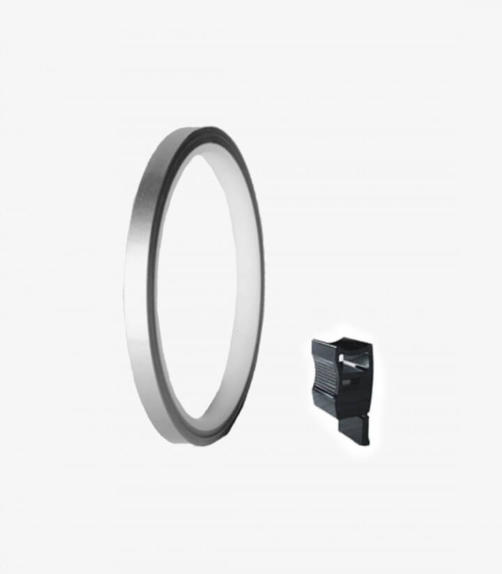 Silver motorcycle rim tapes by Puig